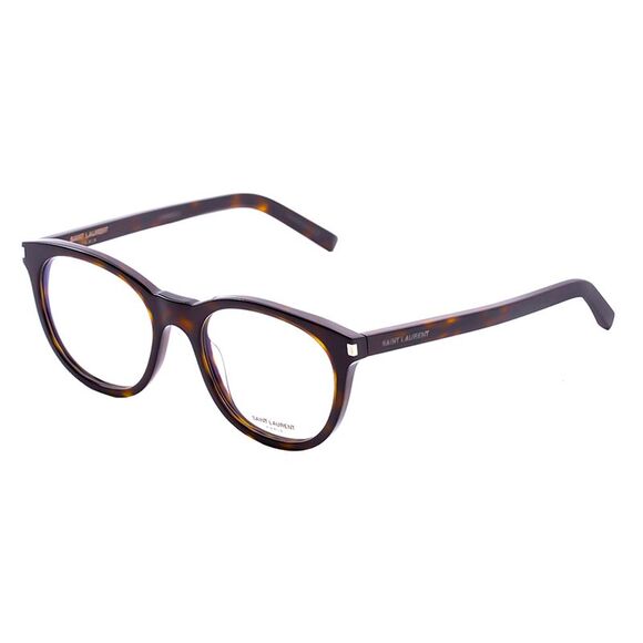 Saint Laurent SL 471O 002 Havana Plastic Round Eyeglasses 53mm